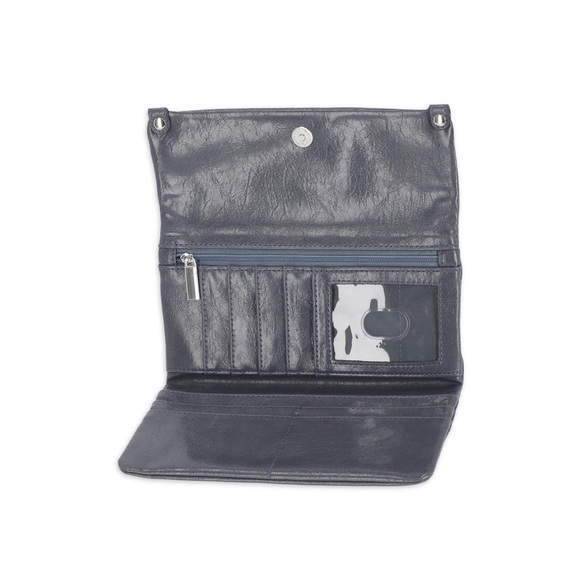 Elegant Time & Tru Gray Women's Fold Over Clutch Wallet Organization - Picture 2 of 2